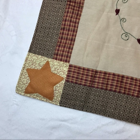 HOME‎ SWEET HOME Wall Hanging Americana Country Cottage Stars Embroidery Plaid - Picture 5 of 8